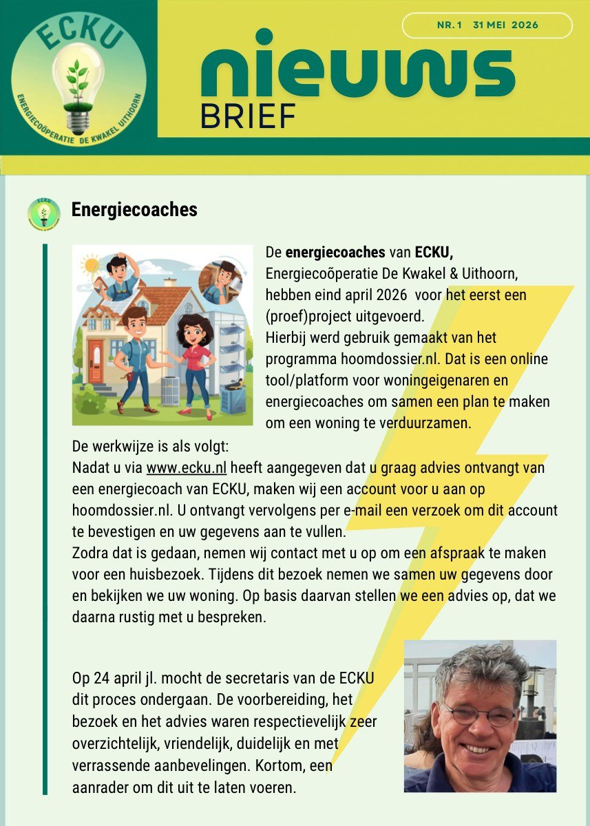 Eerste pagina van de ECKU-nieuwsbrief van mei 2026